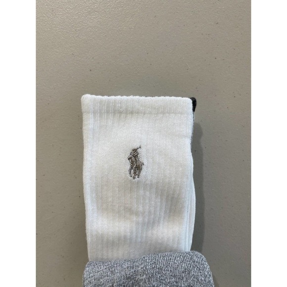 Polo Ralph Lauren Crew Soft Socks 4 Pairs Grey White Mens Sock 10-13 Shoe 6-12 - Picture 6 of 6